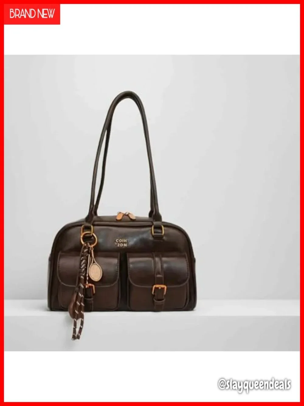 Vintage Faux Leather Hobo Shoulder Bag Women Y2K Purse Double Buckle Pockets